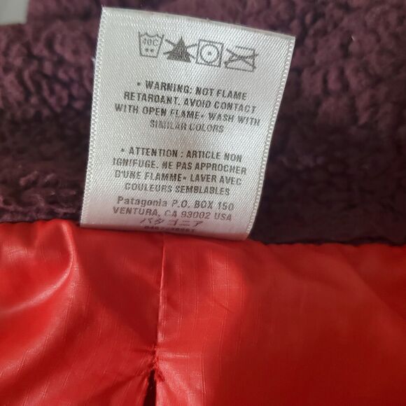 Patagonia Jacket Womens XS Deep Pile Fleece Full Zip Dark Red Maroon Sherpa - Picture 10 of 10